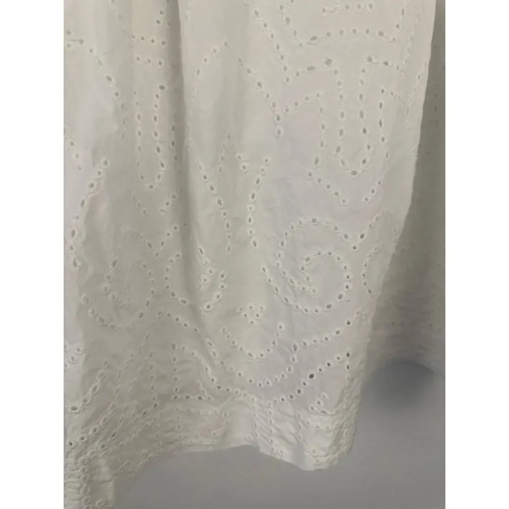 Talbots Women's white A-line skirt pleated eyelet embroidery cotton Size 6 - Picture 2 of 6